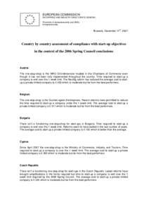 Europa - Country by country assessment of compliance with start-up objectives in the context of the 2006 Spring Council conclusions