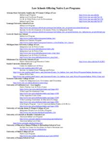 Higher education in the United States / Education in the United States / University of Kansas School of Law / Gonzaga University School of Law / University of Montana School of Law / James E. Rogers College of Law / Seattle University School of Law / Indigenous Peoples Law and Policy Program / University of Washington School of Law / University of Arizona / Legal education in the United States / University of New Mexico School of Law
