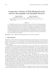 174  Genome Informatics 16(1): 174–Comparative Analysis of DNA-Binding Proteins between Thermophilic and Mesophilic Bacteria