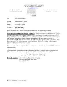 ADMINISTRATOR=S OFFICE 301 N. Main Street ~ Adrian, MI[removed]www.lenawee.mi.us MARTIN D. MARSHALL County Administrator