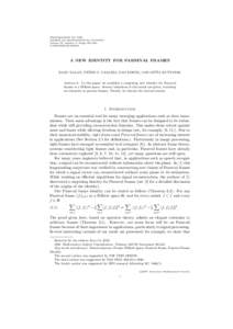 PROCEEDINGS OF THE AMERICAN MATHEMATICAL SOCIETY Volume 00, Number 0, Pages 000–000 SXXA NEW IDENTITY FOR PARSEVAL FRAMES