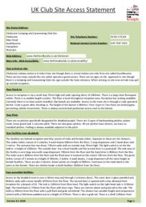UK Club Site Access Statement Site Name/Address: Chichester Camping and Caravanning Club Site Chichester Main Road Southbourne