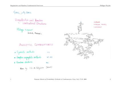 Singularities and Random Combinatorial Structures  1 Summer School on Probabilistic Methods in Combinatorics, Graz, July 17-19, 2006