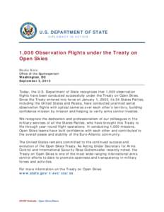 1,000 Observation Flights Under the Treaty on Open Skies