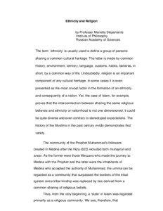 Ethnicity and Religion  by Professor Marietta Stepaniants