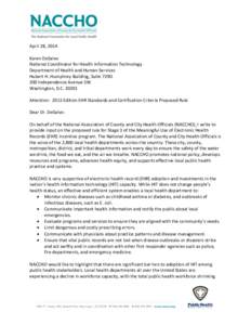 Medical informatics / Nursing informatics / International standards / Public health / Electronic health record / National Association of County and City Health Officials / Office of the National Coordinator for Health Information Technology / Clinical surveillance / Public health informatics / Health / Medicine / Health informatics