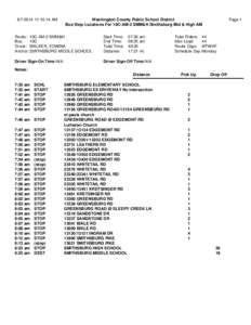 [removed]:10:14 AM  Page 1 Washington County Public School District Bus Stop Locations For 10C-AM-2 SMM&H Smithsburg Mid & High AM