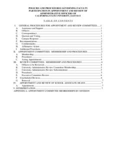 POLICIES AND PROCEDURES GOVERNING FACULTY PARTICIPATION IN APPOINTMENT AND REVIEW OF ADMINISTRATIVE OFFICERS AND