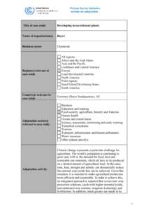 Private Sector Initiative actions on adaptation Title of case study  Developing stress-tolerant plants