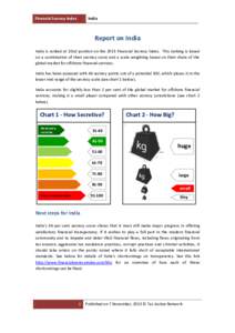 Financial Secrecy Index  India Report on India India is ranked at 32nd position on the 2013 Financial Secrecy Index. This ranking is based