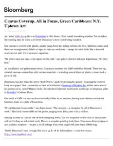 Canvas Coverup, Ali in Focus, Green Caribbean: N.Y. Uptown Art By Lili Rosboch - Feb 15, 2011 As I enter L&M Arts gallery on Manhattan’s 78th Street, I find myself wondering whether I’ve mistaken the opening date. It