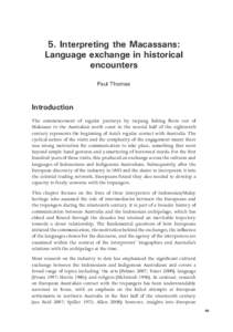 5. Interpreting the Macassans: Language exchange in historical encounters Paul Thomas  Introduction