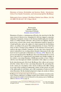Domninus of Larissa, Encheiridion and Spurious Works. Introduction, Critical Text, English Translation, and Commentary by Peter Riedlberger Mathematica Graeca Antiqua 2. Pisa/Rome: Fabrizio Serra Editore, 2013. Pp. 285. 