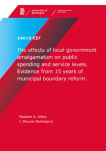 14019-EEF  The effects of local government amalgamation on public spending and service levels. Evidence from 15 years of