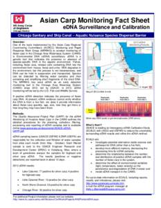 Asian Carp Monitoring Fact Sheet eDNA Surveillance and Calibration Chicago District Chicago Sanitary and Ship Canal – Aquatic Nuisance Species Dispersal Barrier Overview: