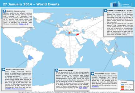 27 January 2014 – World Events SYRIAN ARAB REPUBLIC - Conflict BELGIUM – Severe weather  •