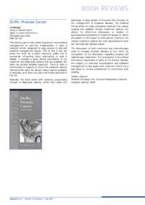 BOOK REVIEWS Dx/Rx: Prostate Cancer LJ Kampel Jones & Bartlett[removed]ISBN-13: [removed] 233 pages plus index