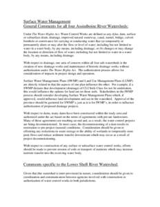 General Comments for all four Assiniboine River Watersheds: