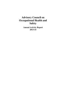 Advisory Council on Occupational Health and Safety Annual Activity Report[removed]