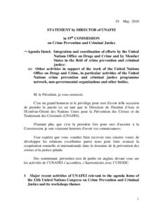 19  May 2010 STATEMENT by DIRECTOR of UNAFEI in 19th COMMISSION