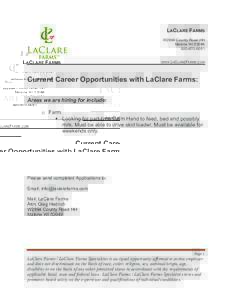 LACLARE FARMS W2994 County Road HH Malone WI0051 WWW.LACLAREFARMS.COM