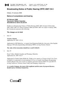 Broadcasting Notice of Public Hearing CRTC[removed]