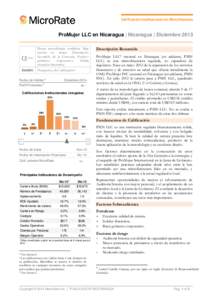 Calificación Institucional en Microfinanzas  ProMujer LLC en Nicaragua | Nicaragua | Diciembre 2013 a-