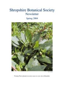 Shropshire Botanical Society Newsletter No