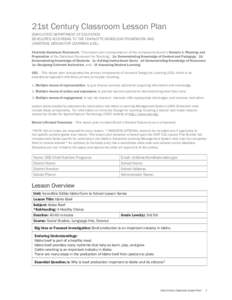 21st Century Classroom Lesson Plan IDAHO STATE DEPARTMENT OF EDUCATION DEVELOPED ACCORDING TO THE CHARLOTTE DANIELSON FRAMEWORK AND UNIVERSAL DESIGN FOR LEARNING (UDL)  Charlotte Danielson Framework - This lesson plan in