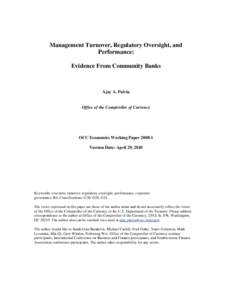 Business / Office of the Comptroller of the Currency / Call report / Federal Reserve System / Regulatory agency / Corporate governance / Bank regulation / United States federal banking legislation / Wall Street and the Financial Crisis: Anatomy of a Financial Collapse / Government / Financial regulation / Administrative law