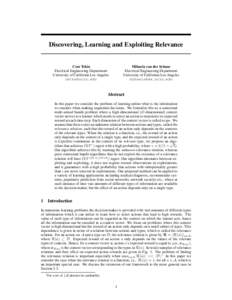 Discovering, Learning and Exploiting Relevance  Mihaela van der Schaar Electrical Engineering Department University of California Los Angeles 