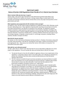 September[removed]PWYP FACT SHEET: Status of Section 1504 Regulations Given Results of U.S. District Court Decision What is Section 1504 and what does it require? Section 1504, or the Cardin-Lugar Amendment of the 2010 Dod