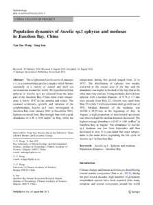 Hydrobiologia DOIs10750CHINA JELLYFISH PROJECT  Population dynamics of Aurelia sp.1 ephyrae and medusae