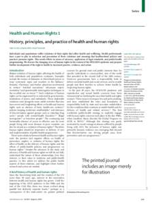 Series  Health and Human Rights 1 History, principles, and practice of health and human rights Soﬁa Gruskin, Edward J Mills, Daniel Tarantola
