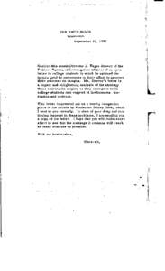 An Open Letter to College Students from J. Edgar Hoover, September 21, 1970, with cover letter