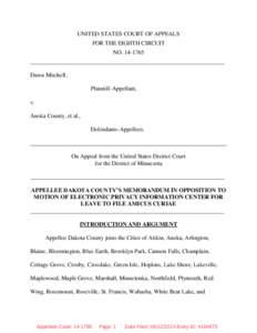 UNITED STATES COURT OF APPEALS FOR THE EIGHTH CIRCUIT NO__________________________________________________________________ Dawn Mitchell, Plaintiff-Appellant,