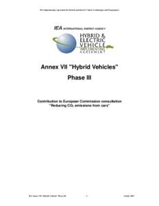 IEA Implementing Agreement for Hybrid and Electric Vehicle Technologies and Programmes  Annex VII 