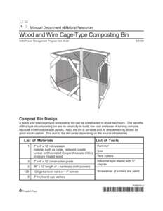 Wood and Wire Cage-Type Composting Bin[removed]Solid Waste Management Program fact sheet  Compost Bin Design