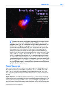 Volume XXVIII, Issue 1  Investigating Supernova Remnants Doug Lombardi Ph.D. Candidate