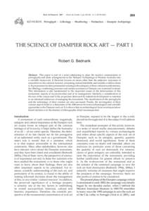Rock Art ResearchVolume 24, Number 2, ppR. G. BEDNARIK  209 KEYWORDS: Petroglyph – Lithology – Weathering – Patination – Dampier Archipelago