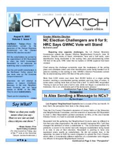 August 9, 2005 Volume 3 Issue 7 CityWatch Today—Were the stakeholders served by the decisions of the Human Relations Commission on the Greater