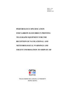 HKTA 1258 ISSUE 01 MARCH 1999 PERFORMANCE SPECIFICATION FOR NARROW-BAND DIRECT-PRINTING