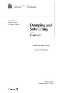 Canadian International Trade Tribunal / The Aluminum Association / Powder coating / Extrusion / Tribunal / Dumping / Business / Manufacturing / Aluminium