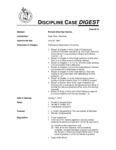 DISCIPLINE CASE DIGEST Case[removed]Member: Richard Allen Paul Holmes