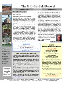 The Mid Mid--Fairfield Record Volume 3, Issue I President’s Letter Hello Everyone!