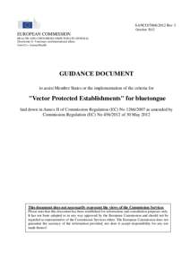 SANCO[removed]Rev 3 October 2012 EUROPEAN COMMISSION HEALTH AND CONSUMERS DIRECTORATE-GENERAL Directorate G- Veterinary and International affairs