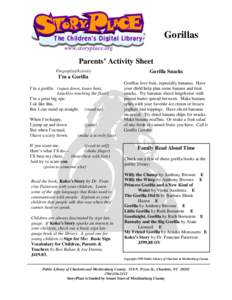 Gorillas www.storyplace.org Parents’ Activity Sheet Fingerplay/Activity