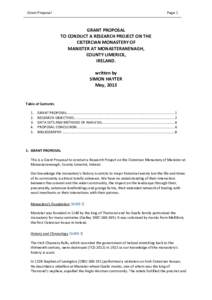 Grant Proposal  Page 1 GRANT PROPOSAL TO CONDUCT A RESEARCH PROJECT ON THE