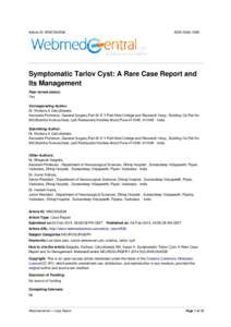 Article ID: WMC004538  ISSNSymptomatic Tarlov Cyst: A Rare Case Report and Its Management