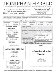DONIPHAN HERALD Covering the towns of Doniphan, Giltner and Trumbull continuously since 1972 Contact us today!  To get people in your door... Your advertisement